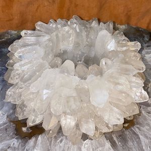 Medium size crystal quartz point candle holder